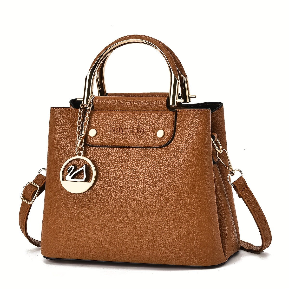 Women's  Handbag with -Tone Hardware & Detachable Strap - Elegant Beige/Coffee Brown/Tan/ Green/Pink/Black Crossbody Purse, -Tone Circle Logo Closure, Versatile Handheld or Shoulder for, Wedding, Everyday