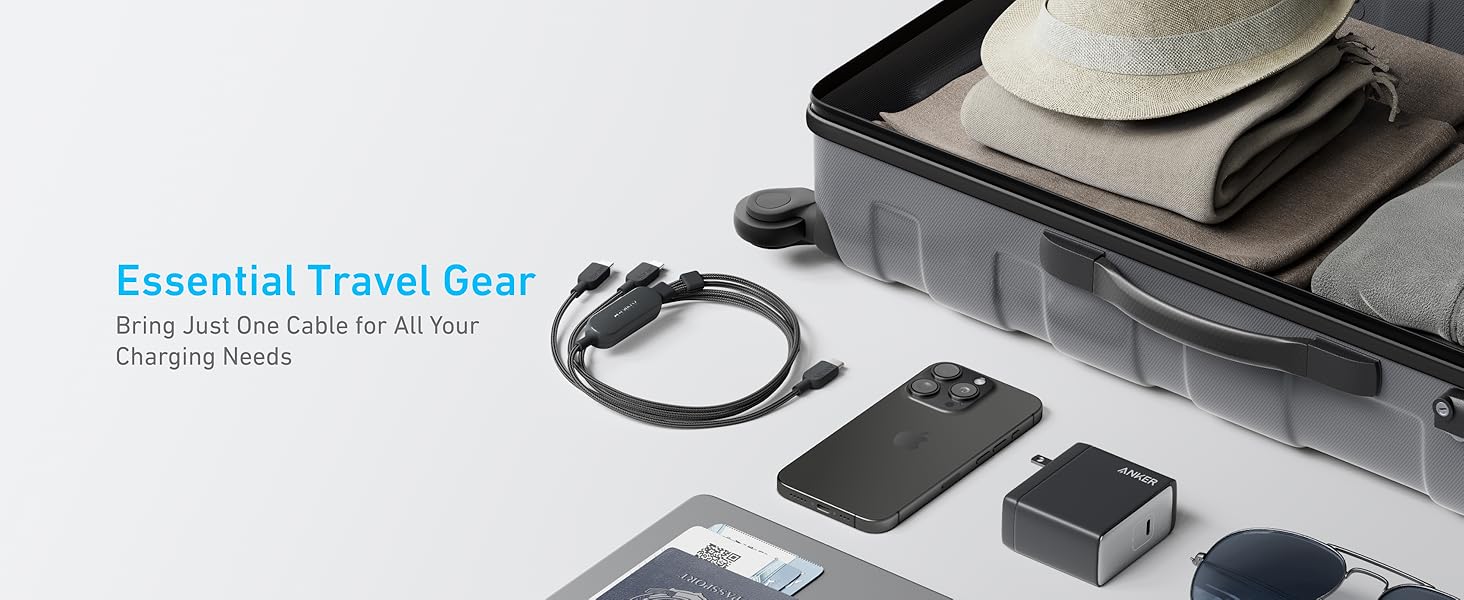 Anker USB C Cable, 6 ft 2-in-1 Type C Cable, 140W Max Fast Charging for iPhone 17/16/15, iPad Pro, Samsung Galaxy, MacBook Pro, and More USB 2.0, Braided, Black