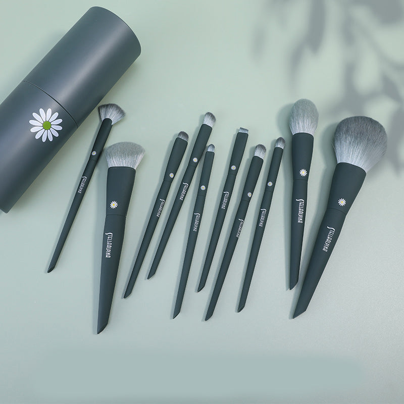 MSQ Make Up Brushes 10Pcs Makeup Brush Set: Foundation Brush, Blending Brush, Synthetic Hair Powder Brushes, Fan Brushes, Eyeshadow Brushes, Eye Brushes Set with Bag