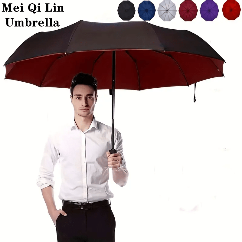 Windproof Automatic Oversized Folding Umbrella – 10-Rib Strong Frame, Sun Protection, Professional Unisex Business & Golf Umbrella