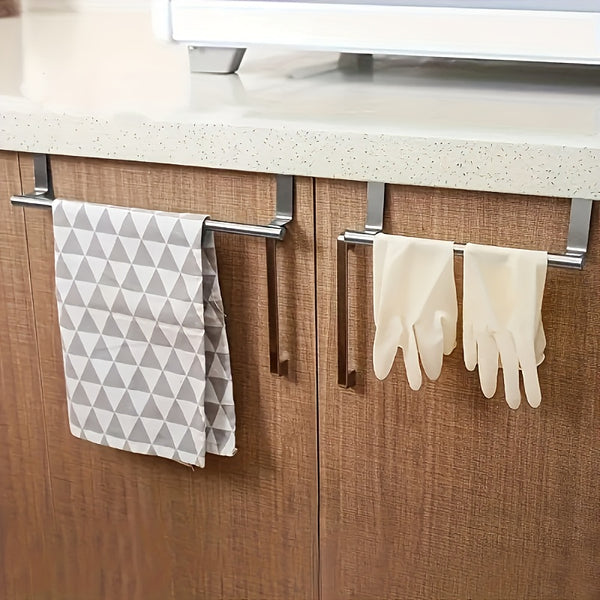 1pc Stainless Steel Kitchen Towel Hook - Multi-Color, Non-Perforated Hanging Storage Rack for Kitchen & Bathroom, Rust-Resistant, Contemporary Design, Easy Installation, Towel Rack for Kitchen