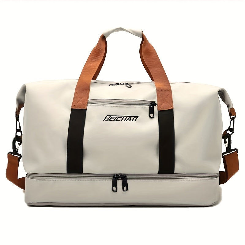 Large Tote Bag, Unisex Square Bag, Shoulder and Crossbody Bag for Men and Women, Short Business Trip Handheld Luggage Storage Bag, Men's Sports Gym Bag, Lightweight and Portable Handheld Bag, Messenger Bag [Zipper Direction R