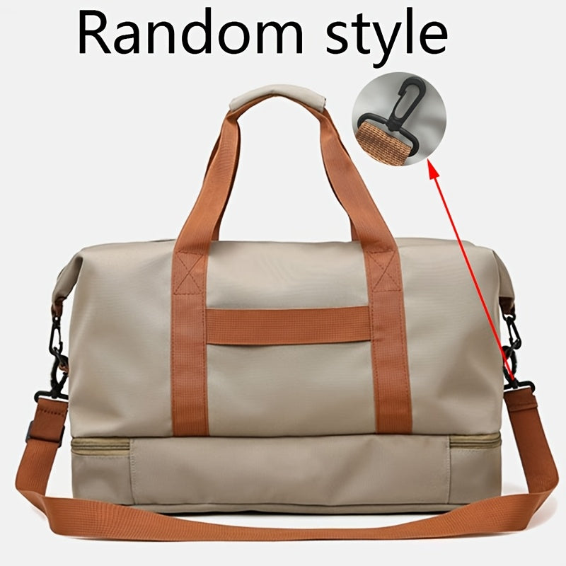 Large Tote Bag, Unisex Square Bag, Shoulder and Crossbody Bag for Men and Women, Short Business Trip Handheld Luggage Storage Bag, Men's Sports Gym Bag, Lightweight and Portable Handheld Bag, Messenger Bag [Zipper Direction R