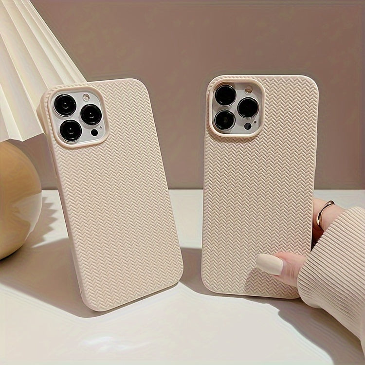 Apple iPhone Case - Luxurious Woven Design Protective Shell Accessory for 11, 12, 13, 14, 15, 16 Pro Max, 15 Plus, and 16 Plus