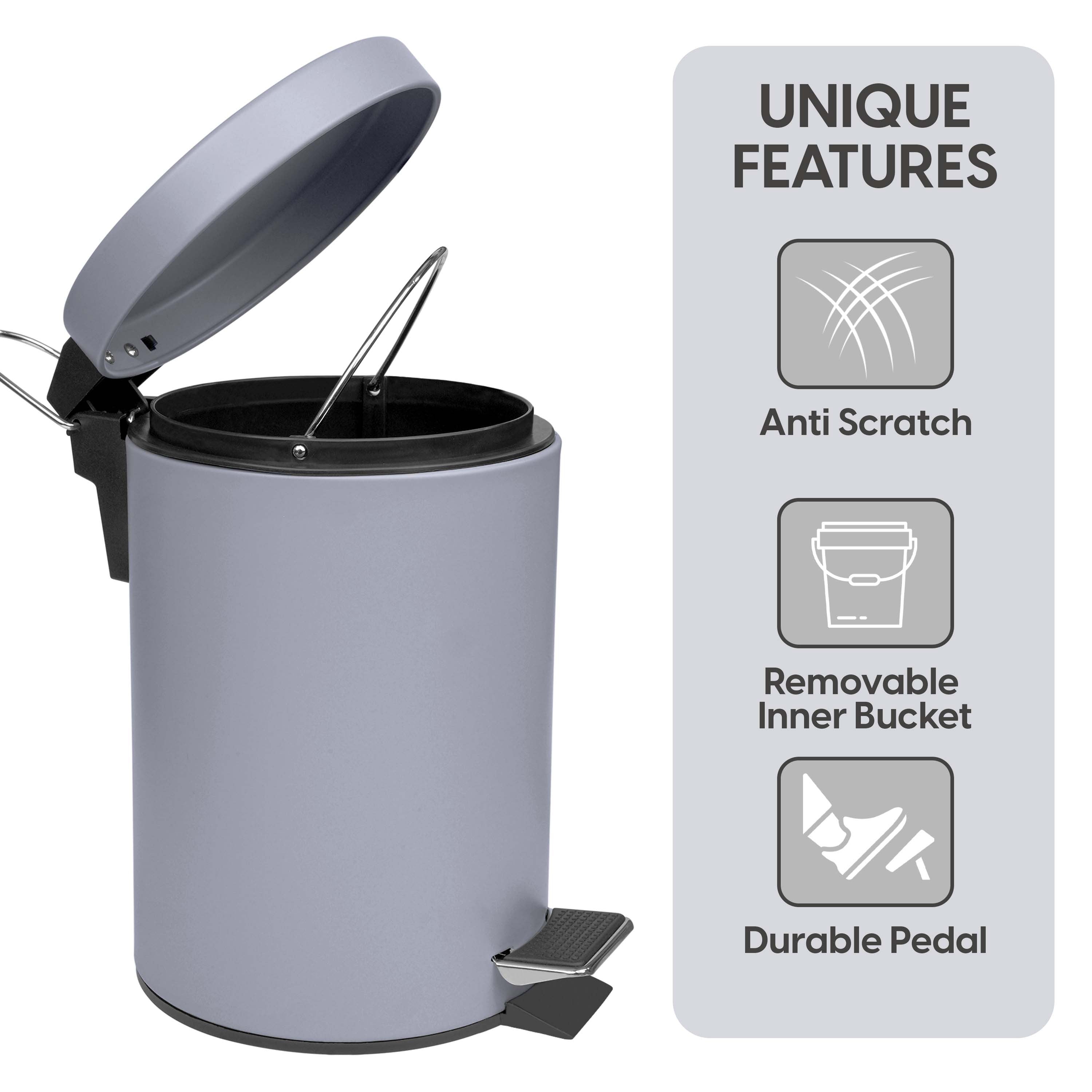 3L Small Pedal Bin – Compact Rubbish Waste Stainless Steel Bin for Bathroom, Kitchen & Toilet – Hands-Free Soft Close Lid, Durable & Easy to Clean – Ideal for Home & Office Use