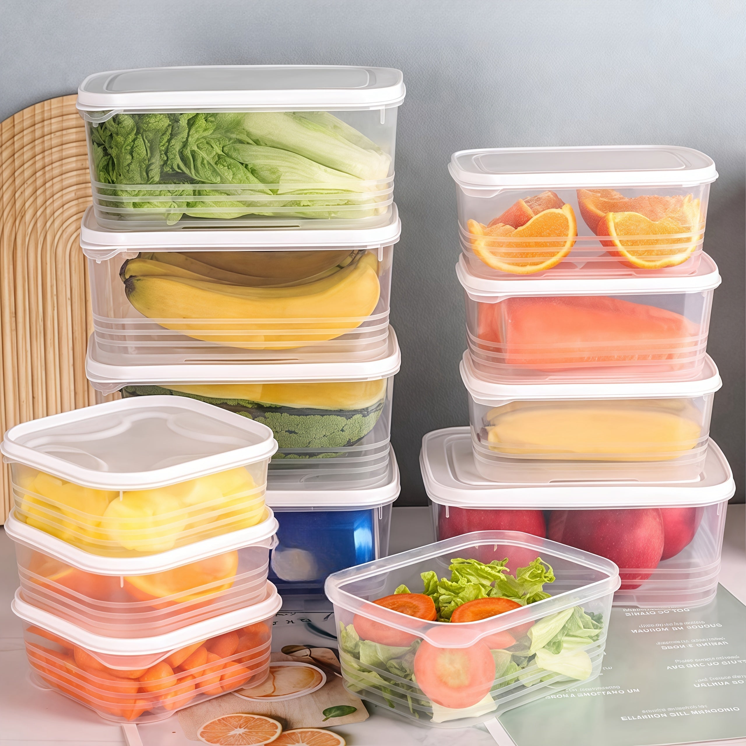 4/6/8-Pack Stackable Fridge Organizer Containers, Plastic Freezer Safe Food Storage Boxes with Flip Top Lids, Reusable Multipurpose Sealable Bento Lunch Boxes for Meat, Fruits, Vegetables, Microwaveable - Ideal for Outdoor Eq