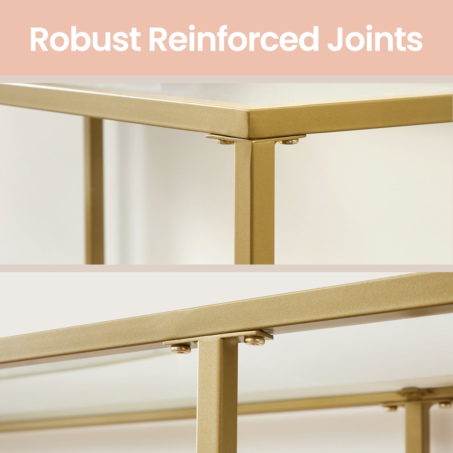 Console Table, Side Table, Tempered Glass Tabletop, Modern Sofa Table, 2 Shelves, for Living Room, Hallway, Space Saving, Vintage Style, Sturdy Construction, Versatile Use, Easy Assembly