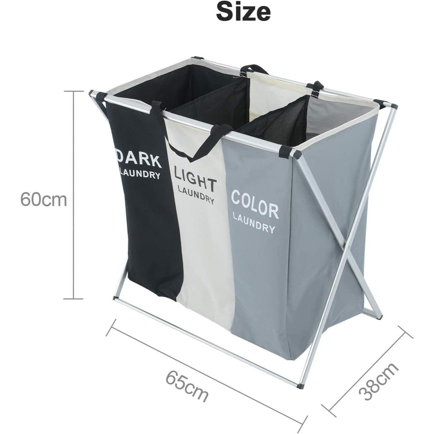 Laundry Basket 3 Sections Folding Laundry Basket Storage Bag Dirty Laundry Basket Bedroom Laundry Room Bathroom Black White Grey