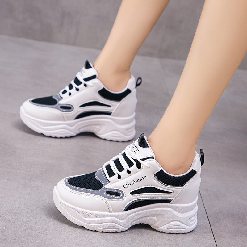 Height Increasing Insole Women Shoes Mesh Casual Sneakers Platform Running Tourism White Shoes