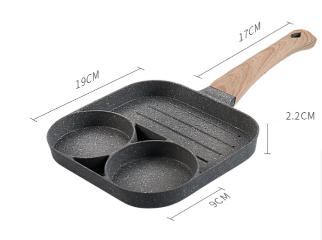 LIZIHAO 2/4 Hole Frying Pan: Omelet Pan with Non-stick Coating, Egg and Ham Handle, Thickened Design for Non-Stick Cooking.