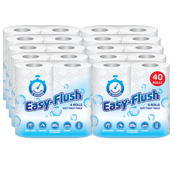 Toilet Tissue 40 Rolls Easy Flush Quilted. Quick Dissolving. Septic Tank Safe. Soft Embossed 2-Ply Toilet Paper. Bulk Pack