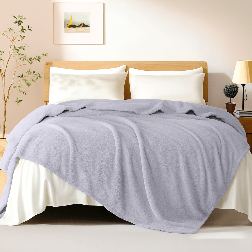 ELAFY Teddy Fleece Throw Blanket – Soft, Warm, Plain Sofa Bed Couch Cover, Lightweight Winter Blanket – Multiple Colors & Sizes