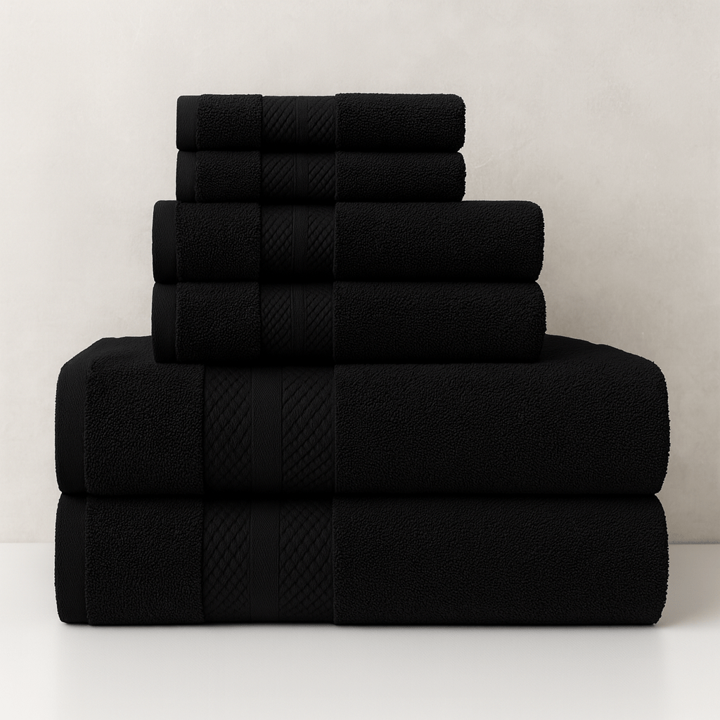 8Pack Towel Set Includes 4 Face Towels, 2 Hand Towels, and 2 Bath Towels 100% Cotton Super Soft Highly Absorbent & Durable Ideal for Bathroom Hotel Spa Gym Beach or Home Use Grey & Black