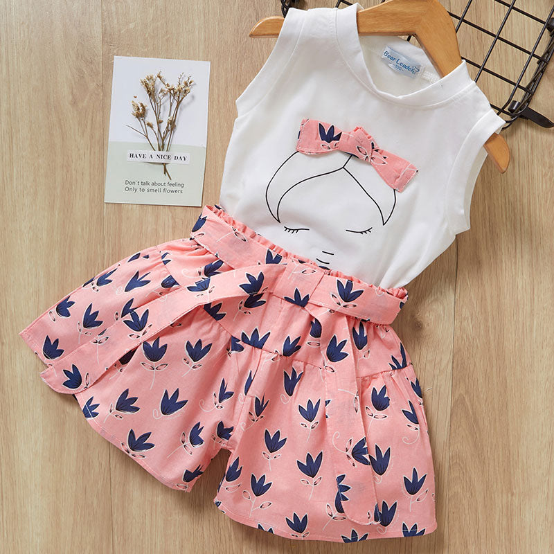 Girls Floral Clothing: New Summer Kids Sleeveless Flowers Vest and Pants 2pcs Girls Toddler Outfit. Soft Clothes