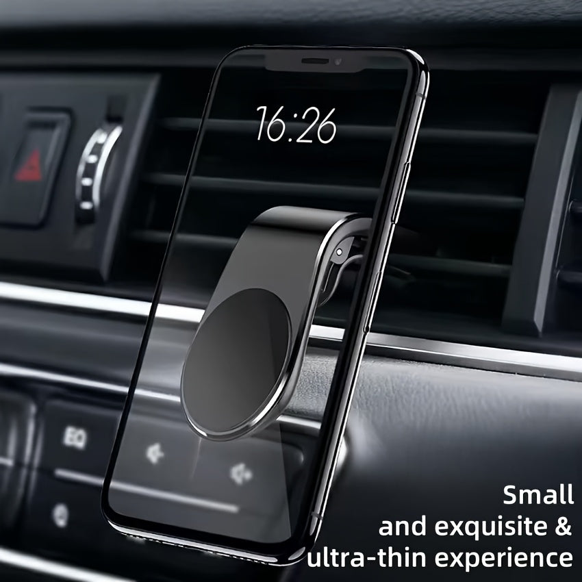 Universal Magnetic Phone Holder – L-Shaped Metal Car Air Vent Mount, Strong Magnetic Car Phone Holder for All Smartphones