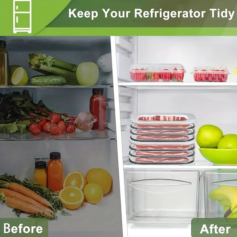 LDQ Transparent Food Storage Container Set, 1/2/3/4-Tier Stackable BPA-Free PP Fridge Organizer for Steak, Deli Meat, Cheese and More