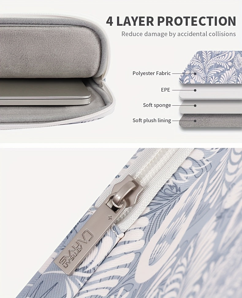 Canvas Artisan Shockproof Laptop Case Bag with Floral Print - Compatible with for lenovo MacBook Matebook, Durable Zipper Closure, Polyester Lining, Lightweight Design for Daily Commute & Outdoor Use, Laptop Bag, Portable Tec