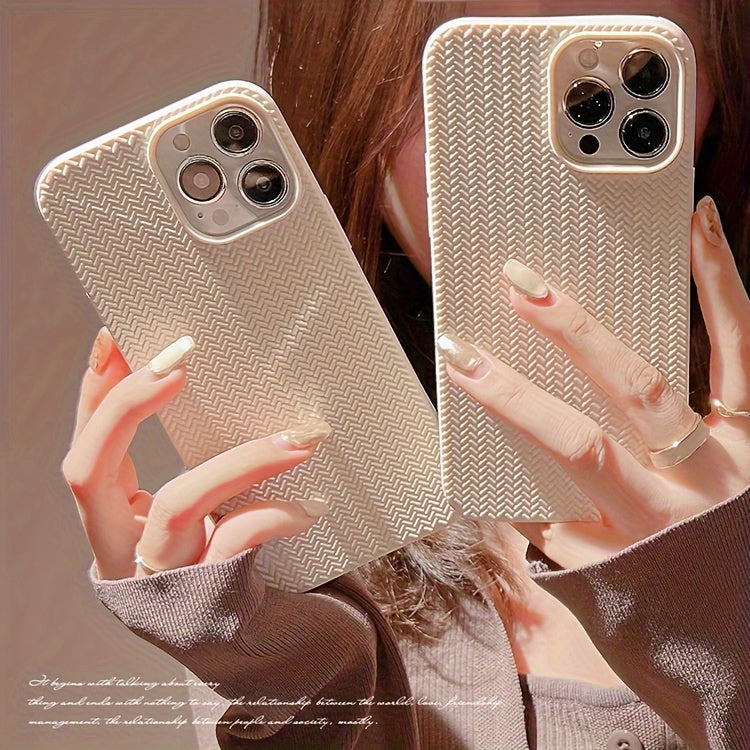 Apple iPhone Case - Luxurious Woven Design Protective Shell Accessory for 11, 12, 13, 14, 15, 16 Pro Max, 15 Plus, and 16 Plus
