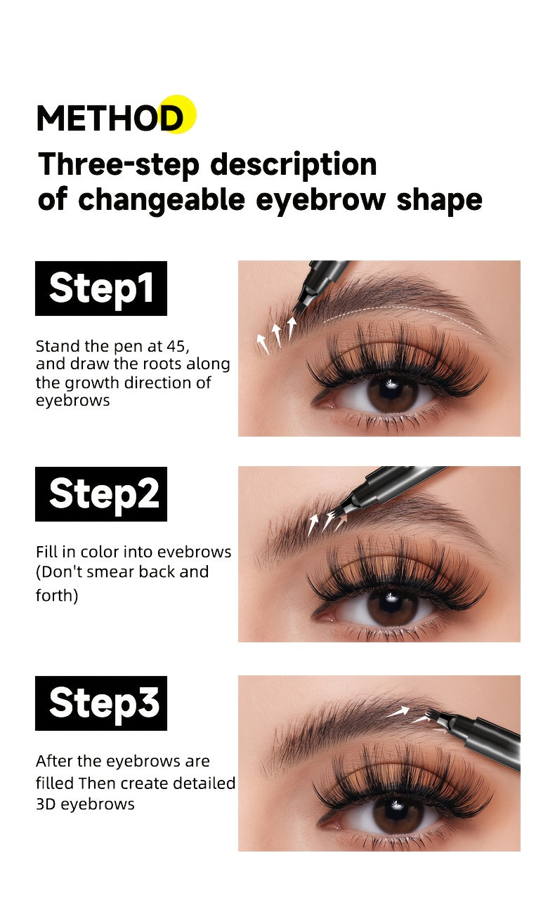 6-Pack Makeup Artist Special One-Stroke Shaped Simulation Eyebrow Feeling Ultra-Thin Four-Pronged Eyebrow Pen Waterproof and Anti-Scratch No Bleeding Natural Three-Dimensional Eyebrow Pen Natural and Vivid Roots Clear Not Rem