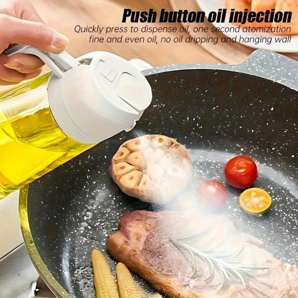 Large Capacity Oil Spray Bottle with Precise Mist Sprayer - Two-In-One Oil Dispenser & Sprayer, Non-Spill Kitchen Oil Bottle for Cooking, BBQ, Baking, Salad - Heavy-Duty Plastic Construction, Easy-Pour Spout - Ideal for Home,