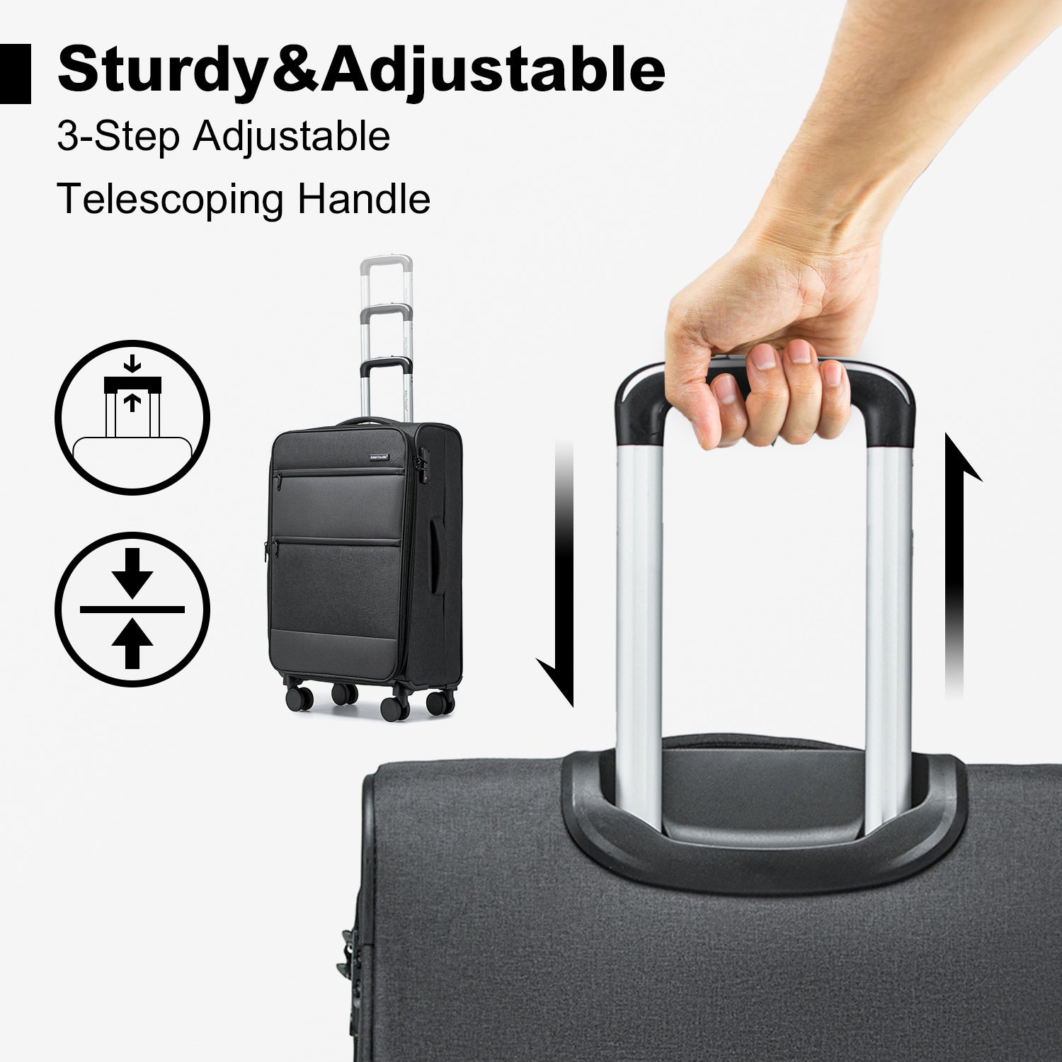 British Traveller Suitcase Lightweight Durable Check in Hold Luggage with TSA Lock And 4 Spinner Wheels Multiple Sizes to Choose From, Please Pay Attention to The Size