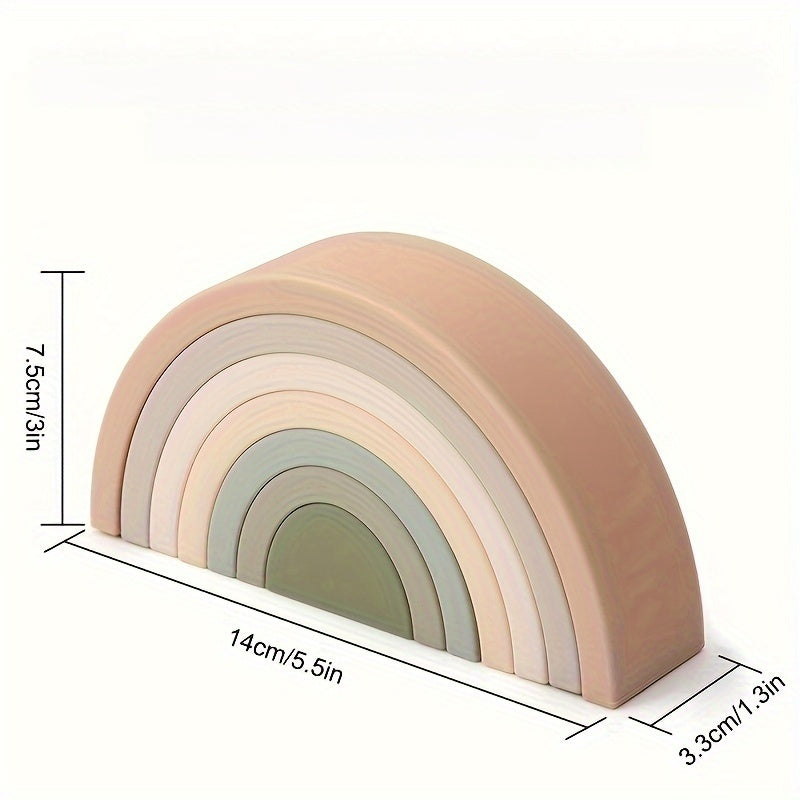 Rainbow Stacker Shape Puzzle , 7-Pack Rainbow Nesting Puzzle , Educational Sensory Toy , Kids And Toddler Stacking Toy , Building Blocks Baby , Nontoxic Material , Early Learners