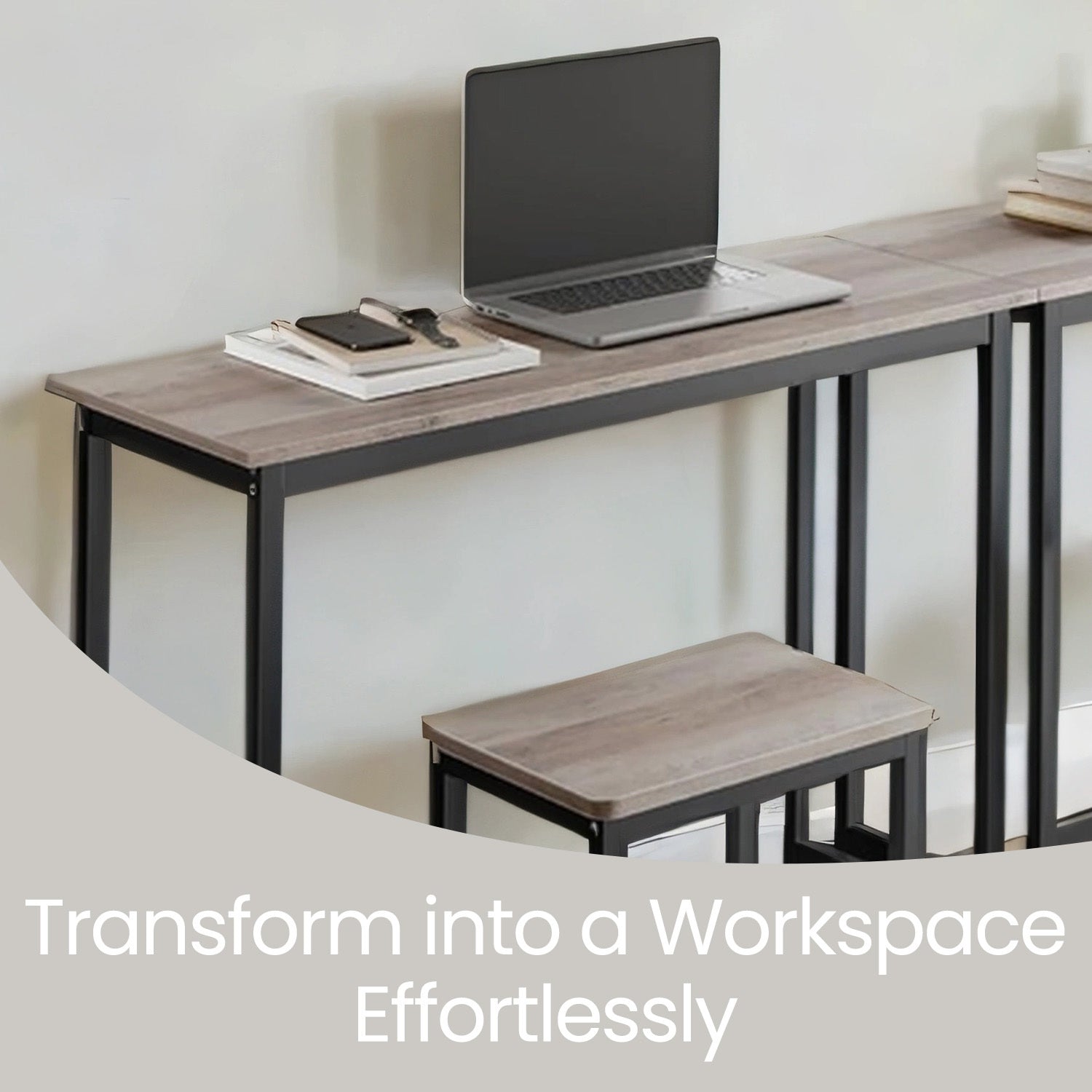 Bar Table and Chairs Set – 3-Piece Dining Table Set with 2 Stools, Space-Saving Bar Kitchen Table for Breakfast, Dining Room, or Apartment