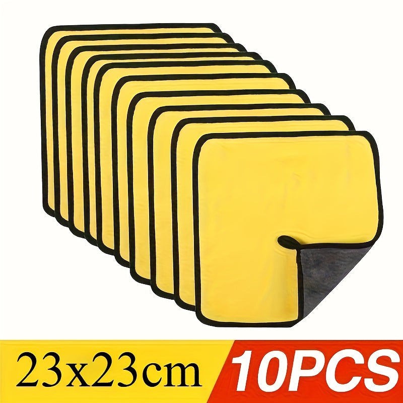 10-Pack Premium Microfiber Car Cleaning Cloths - Super Absorbent, Scratch-Free, Quick-Drying Yellow and Black Towels, Suitable for Cars, Motorcycles, Boats, Home, Auto Detailing and Beauty Use, Car Cleaning Accessories, Vehic