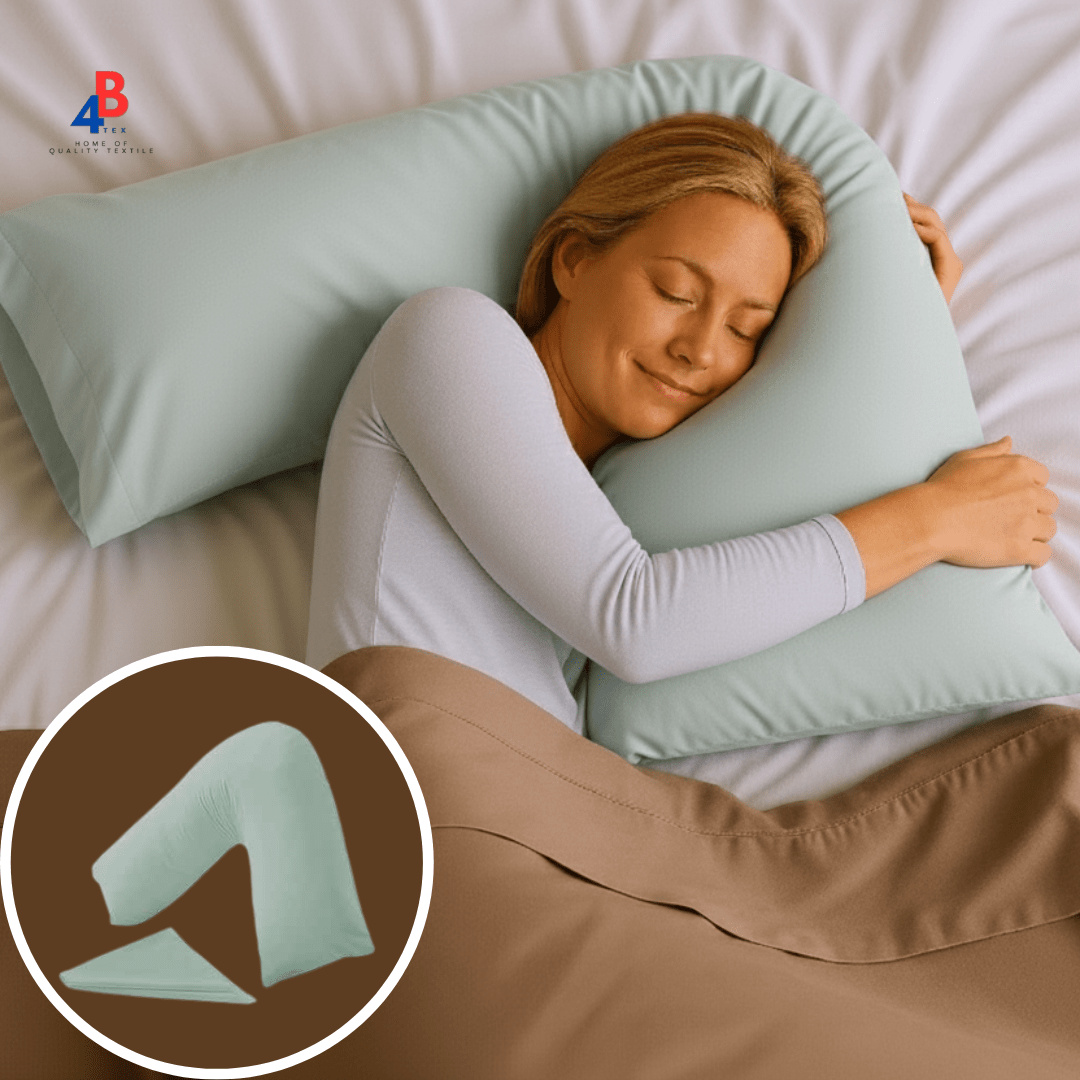 4B V-Shape Pillow - V-Shaped Support Pillow with Pillowcase – Soft & Durable Cushion for Neck, Back, Maternity & Post-Surgery Comfort