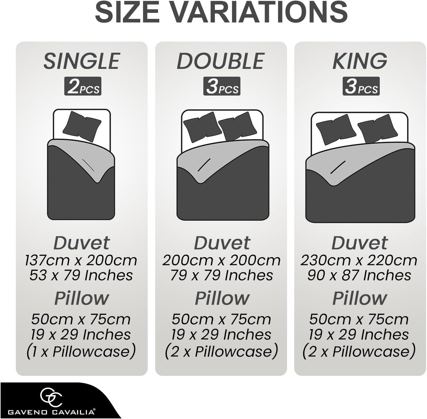 Sizes: Single, Double, King