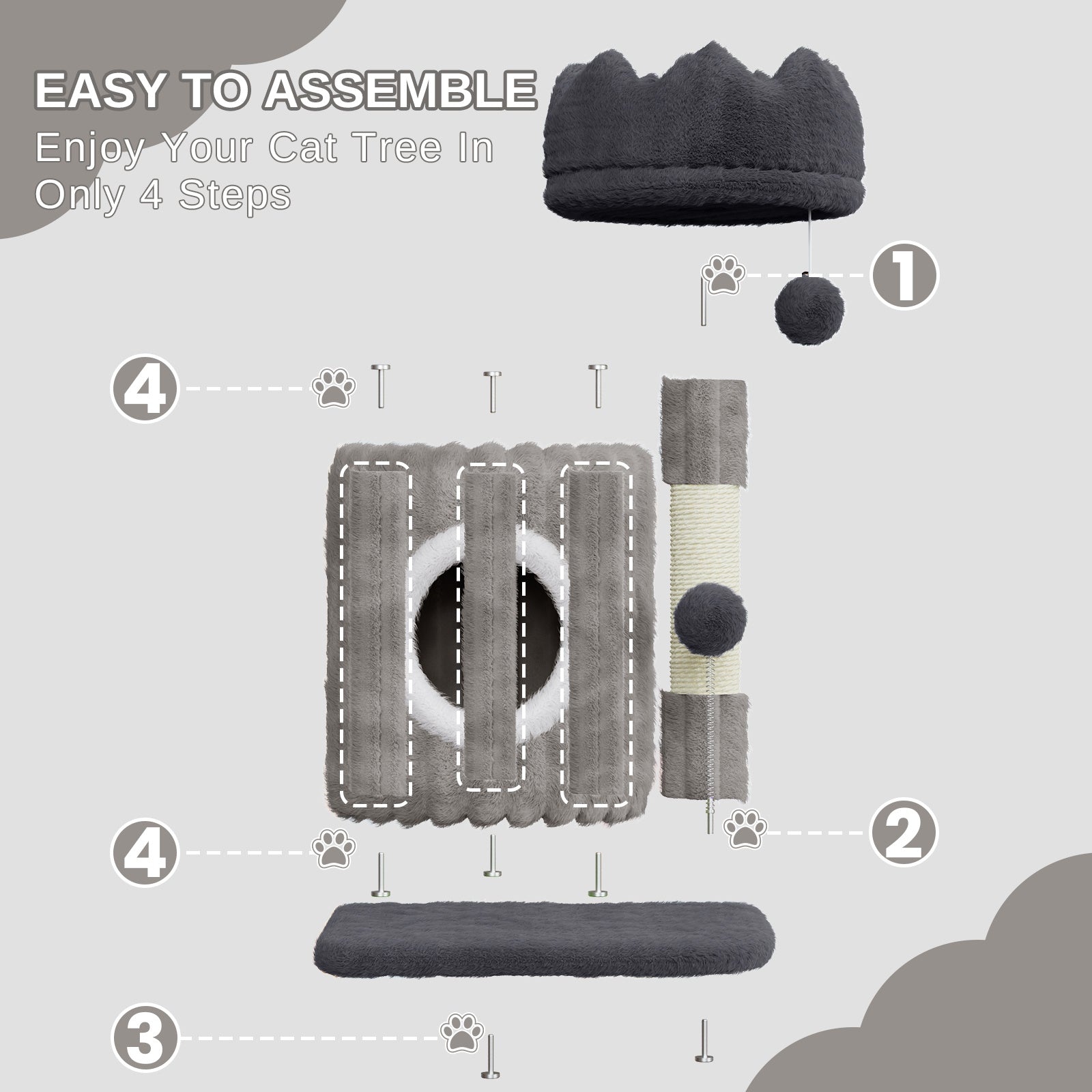 Dogat 53cm Premium Cat Tree Tower Activity Center - Spacious Large Playing House Condo for Feline Rest & Sleep - Ideal for Active Cats!