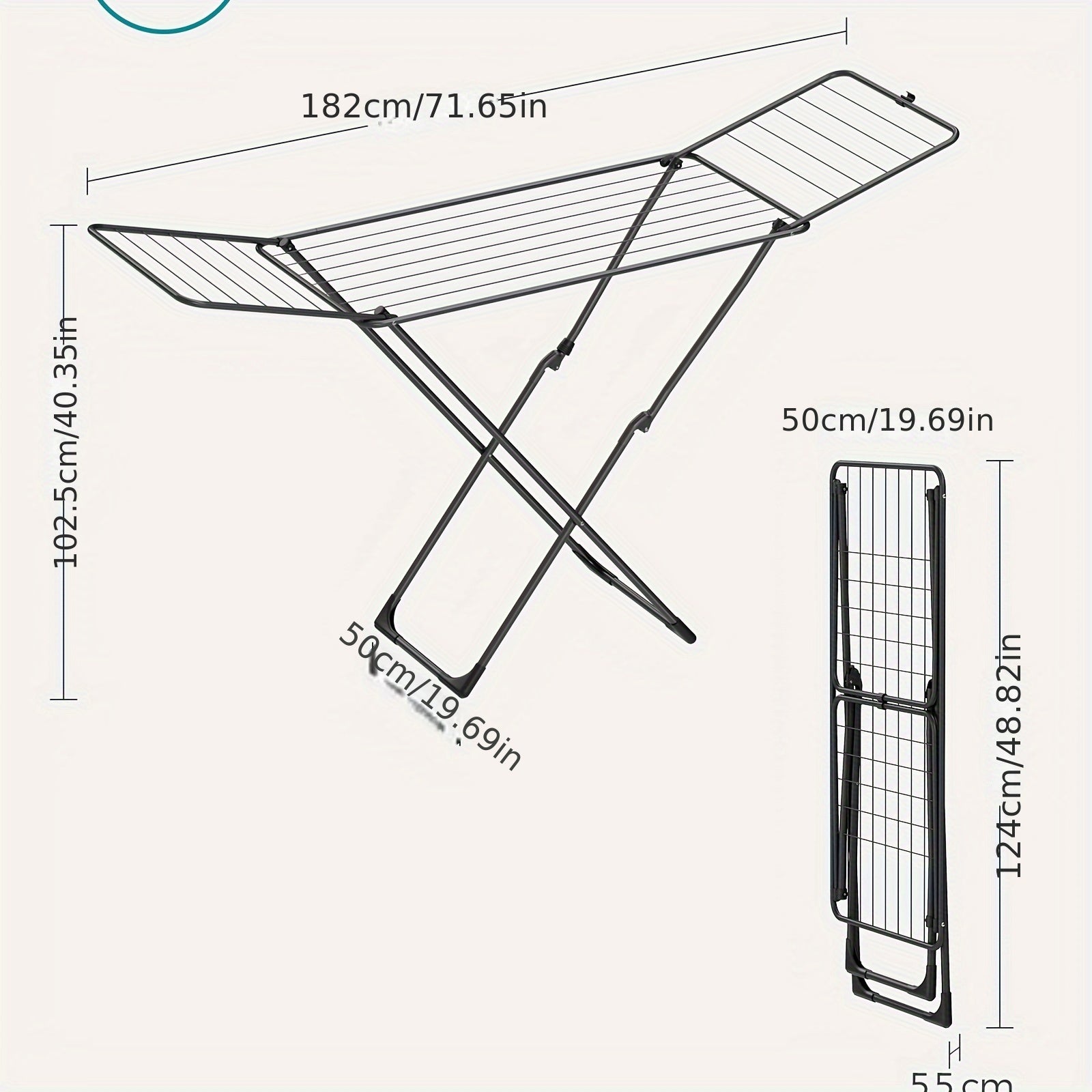 Clothes Airer, Foldable Clothes Drying Rack, Clothes Horse With Gullwings, Free-Standing Laundry Rack, Indoor Outdoor Use, Bed Linen Clothing