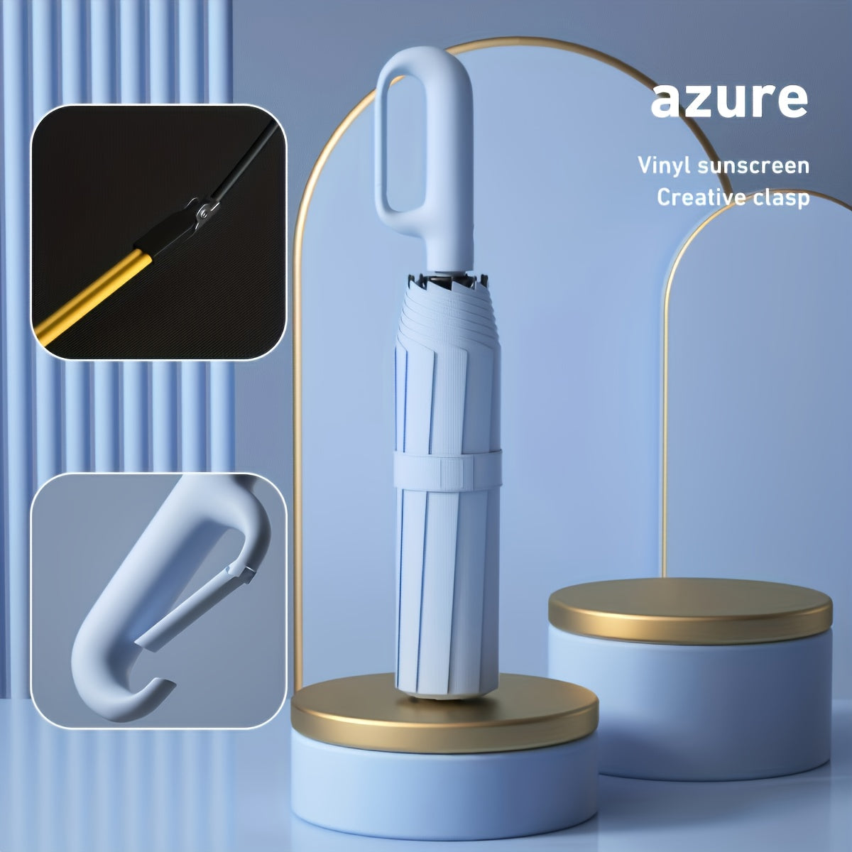 Automatic Rotating Buckle Umbrella – 10-Rib Windproof Folding Sun Umbrella, Backpack-Friendly, 5 Colors