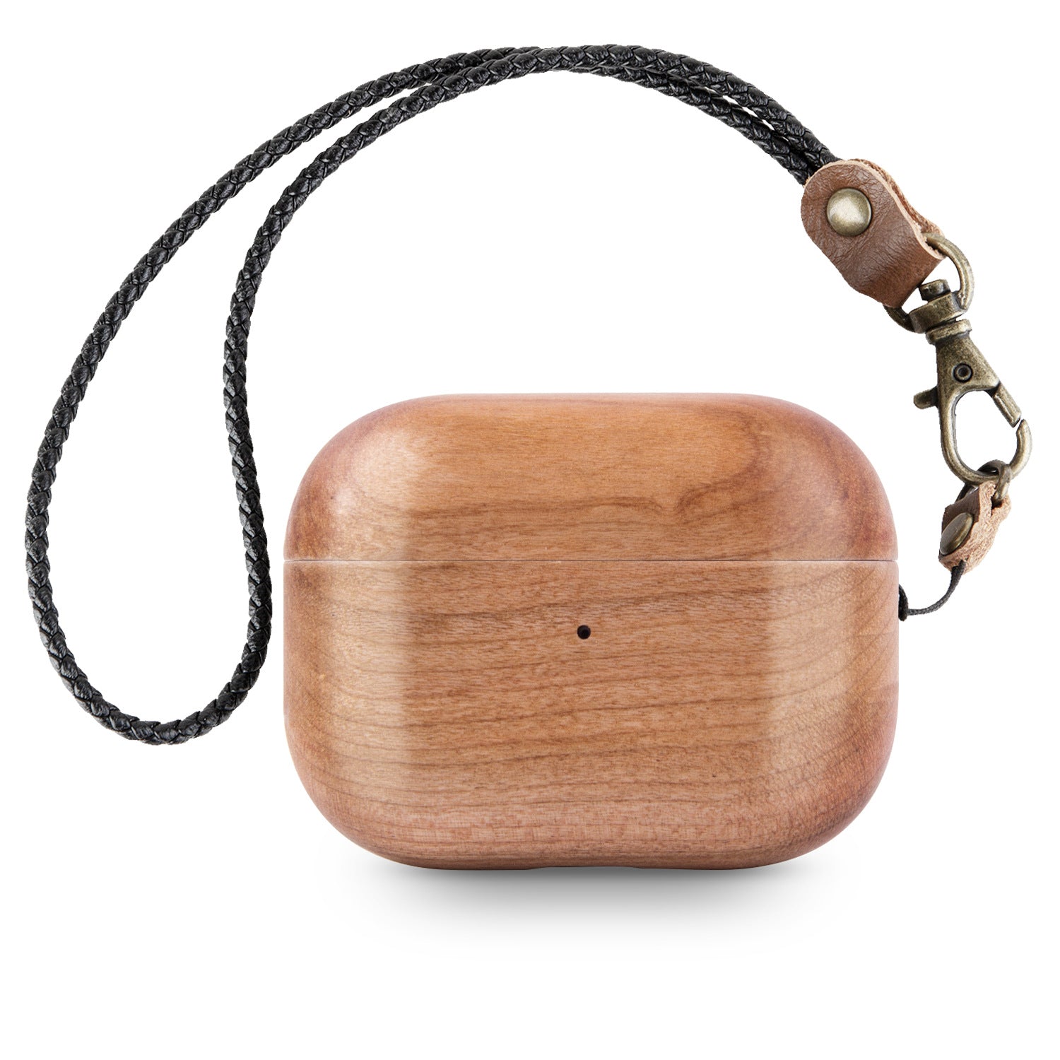 Genuine Real Wood AirPods Pro Rugged Earphone Case: Wooden Wireless Charging Lanyard for Keys