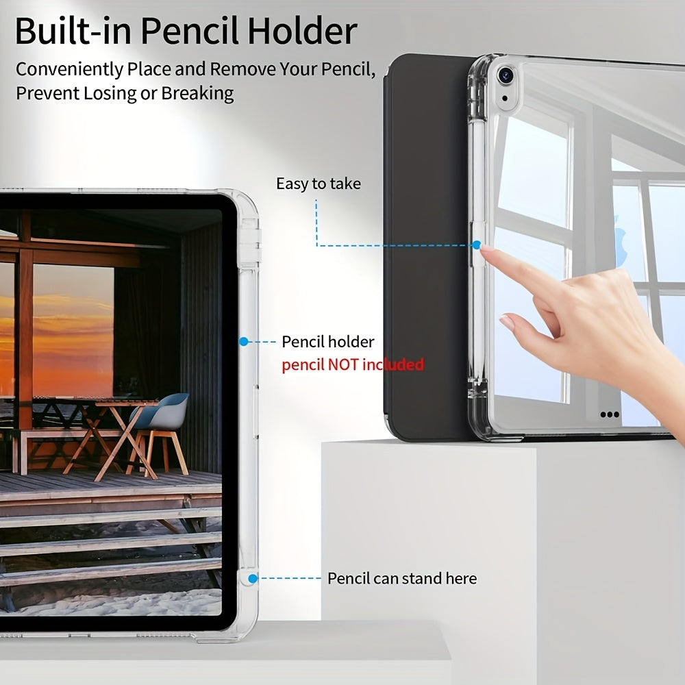 for iPad (A16) 27.94cm 2025 Smart Case with Pencil Holder - Auto Sleep/Wake, Lightweight Acrylic Hybrid Shell, Non-Slip, Scratch , with Inner Pocket and Stylish Design for Latest for iPad Models, Durable for iPad