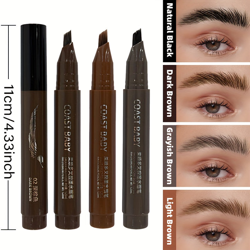 Dual-Action Quick Water Eyebrow Pencil with Multi-Branch Brush Head Design: Defines Each Hairline with a Single Stroke, Precisely Fills in Hairline, Waterproof, Long-Lasting, Smudge-Proof. Three-Dimensional Hair Flow Technolo
