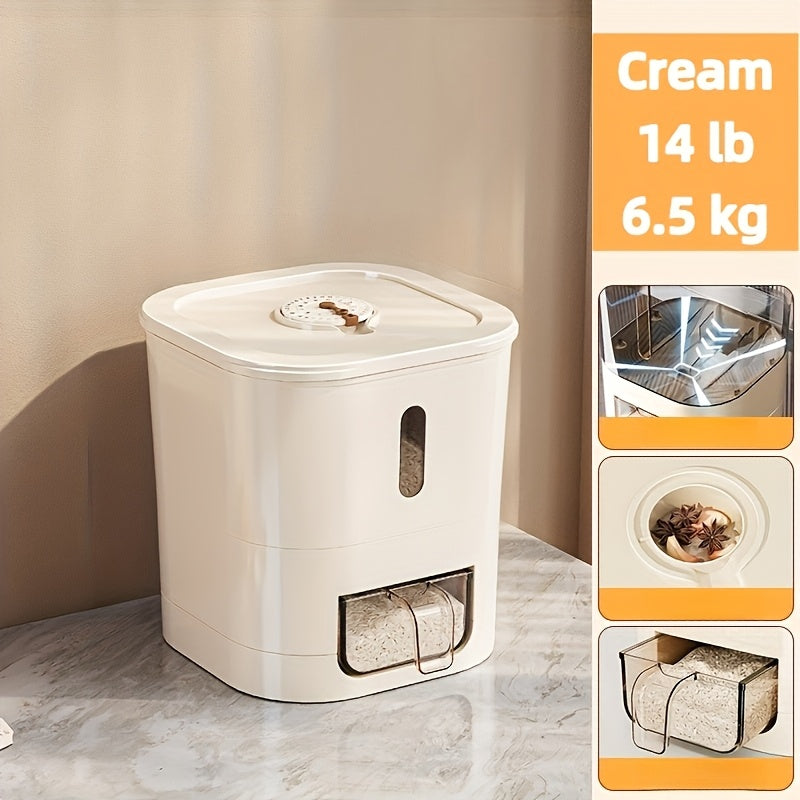 Automatic Rice Dispenser – Large Capacity Sealed & Moisture-Proof Grain Storage Container with Measuring Cup for Rice, Flour, Pet Food