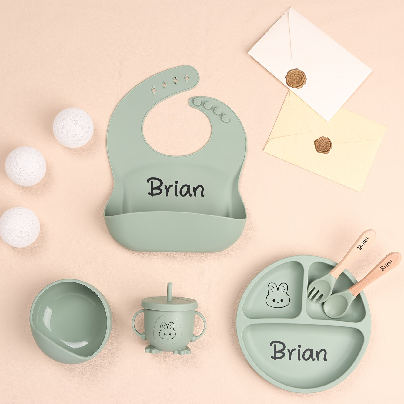 1set Customizable Silicone Feeding Set - Personalized Plate, Cup, and Cutlery Tray with Name - Durable Weaning Kit for Kids - Ideal Shower Gift - Available in Multiple Colors