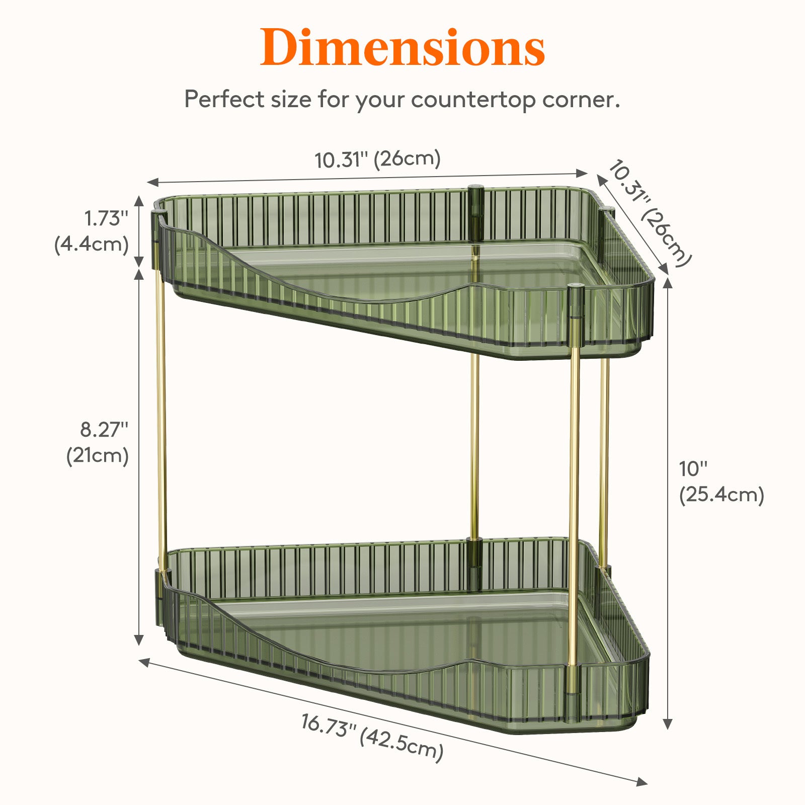 Bathroom Organiser Countertop Storage, Plastic Makeup Skincare Organiser, Vanity Perfume Trays Counter Shelf, Corner Shower Caddy, Corner Storage in Dresser, Bedroom, Kitchen