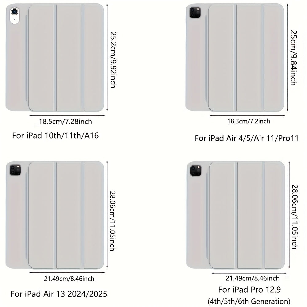 For iPad 11th Gen/10th/9th/8th/7th/6th/5th/ Air 1/2/3/Pro 9.7/10.5 Slim Tri-Fold Stand Case with Pencil Holder - Auto Sleep/Wake, Adjustable Stand, Lightweight Soft TPU Cover, Modern Travel Case For A16, Auto Sleep/wake Featu