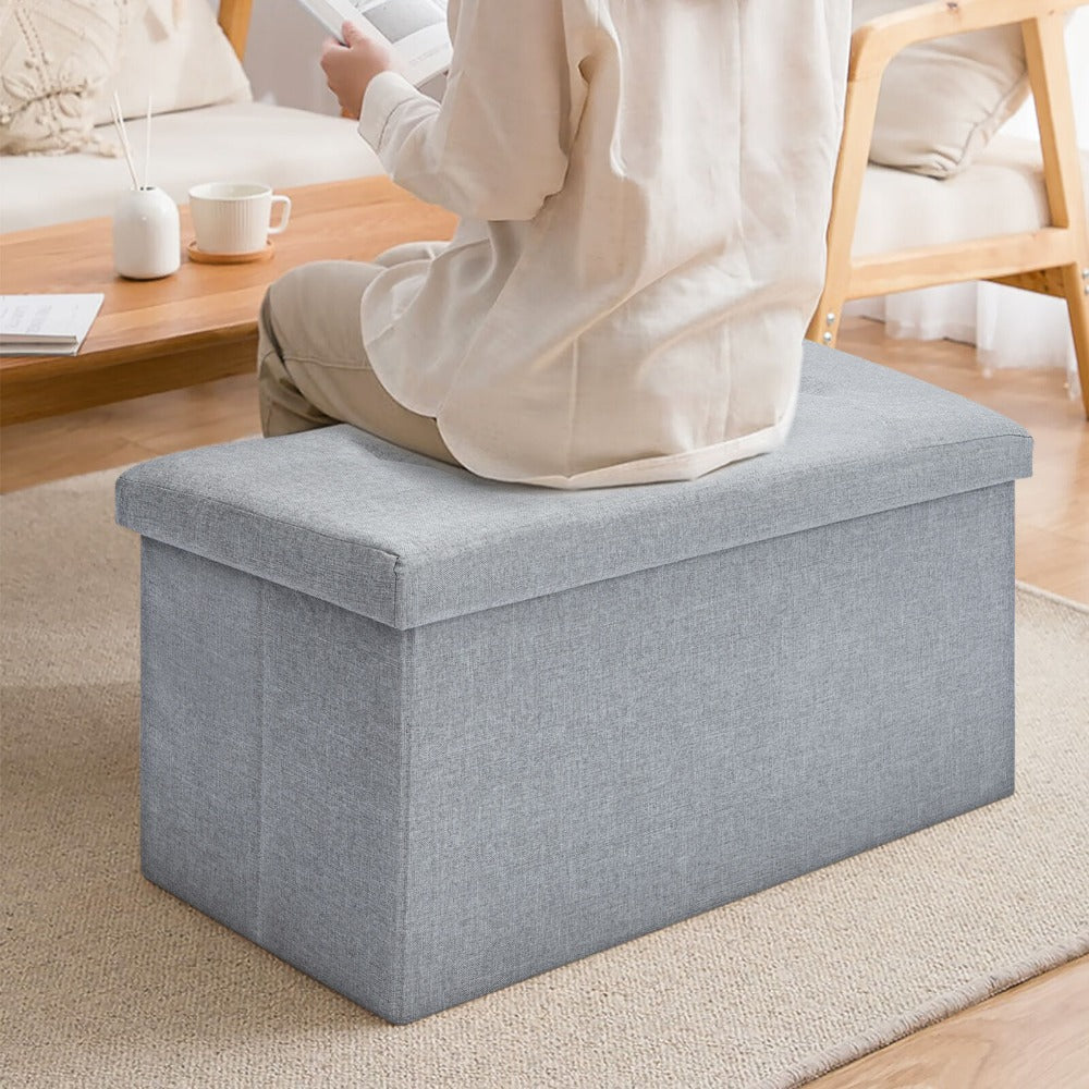Stylish Folding Ottoman Bench - Multi-Use Storage with Lid, Great for Shoes and Accessories