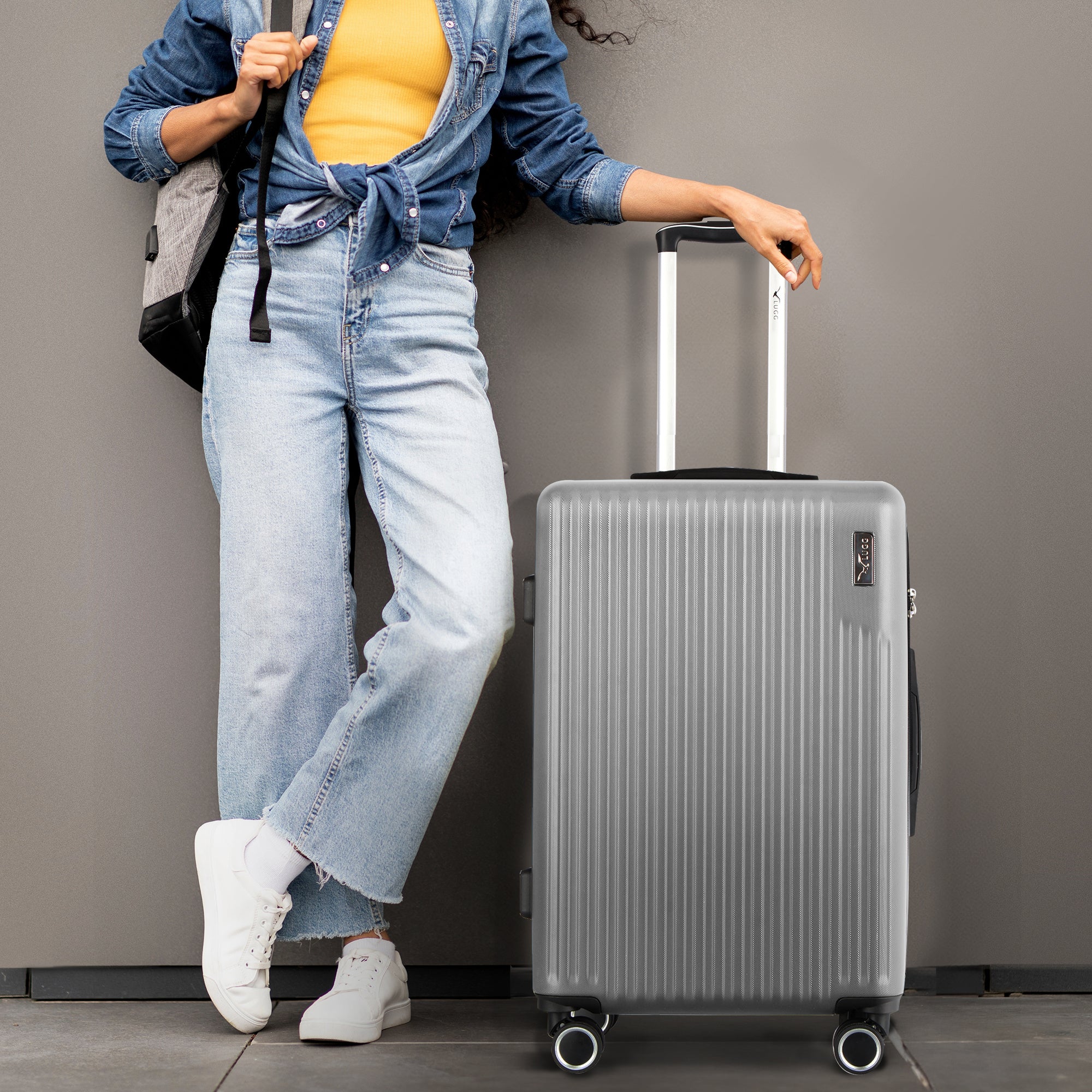 LUGG 65 x 25 x 44cm Vacay Suitcase ABS Luggage with TSA Indent Lock, Aluminium Trolley Handle, 360° Spinner Wheels, Water-Resistant & Durable Material - Airline Compatible (24inch)