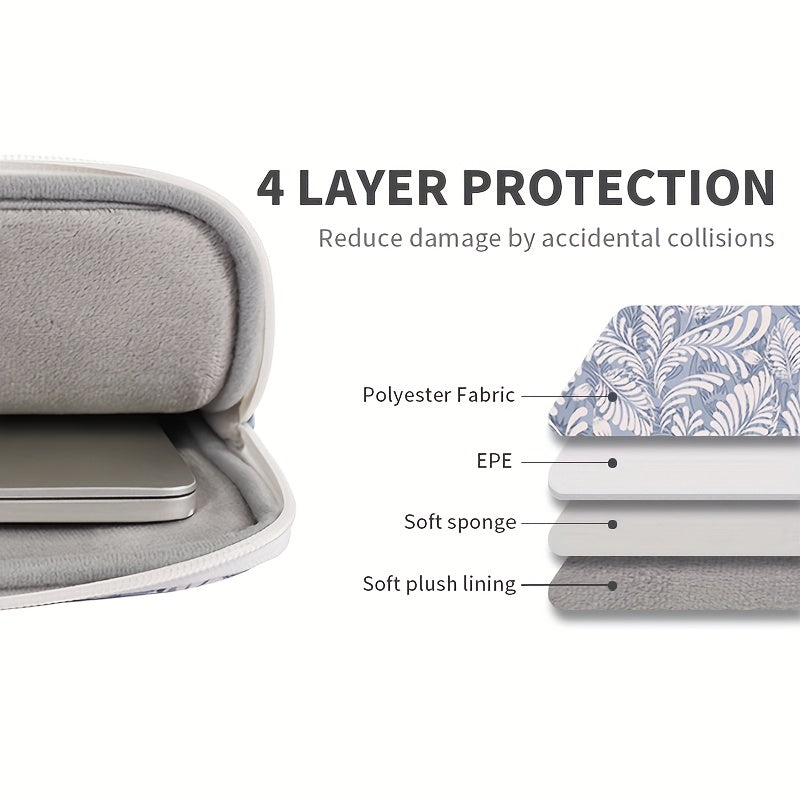 Canvas Artisan Shockproof Laptop Case Bag with Floral Print - Compatible with for lenovo MacBook Matebook, Durable Zipper Closure, Polyester Lining, Lightweight Design for Daily Commute & Outdoor Use, Laptop Bag, Portable Tec