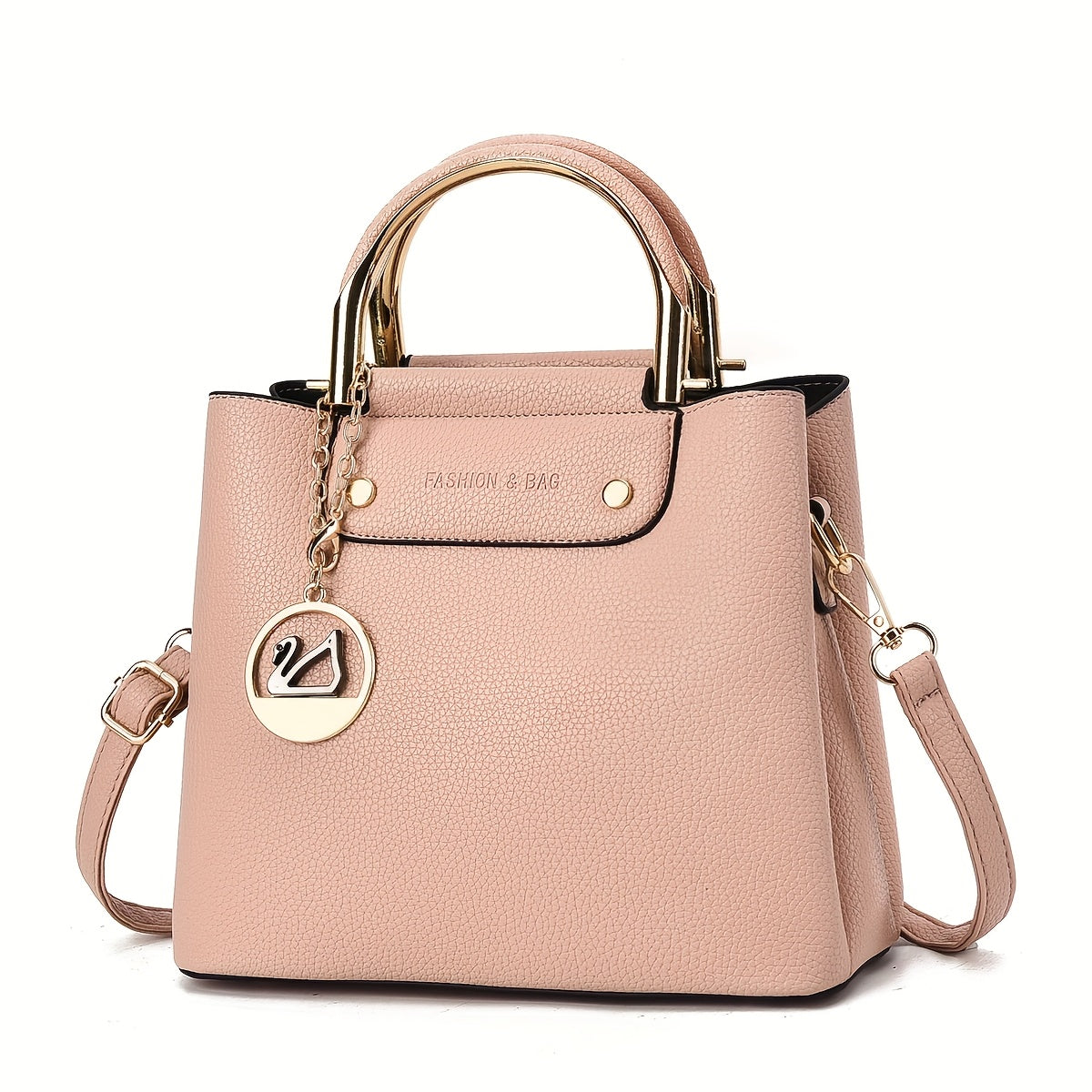 Women's  Handbag with -Tone Hardware & Detachable Strap - Elegant Beige/Coffee Brown/Tan/ Green/Pink/Black Crossbody Purse, -Tone Circle Logo Closure, Versatile Handheld or Shoulder for, Wedding, Everyday