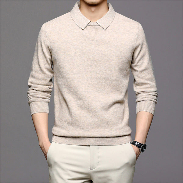 Casual Long-sleeved Sweater Fashion Polo Collar Trendy Men's Clothing