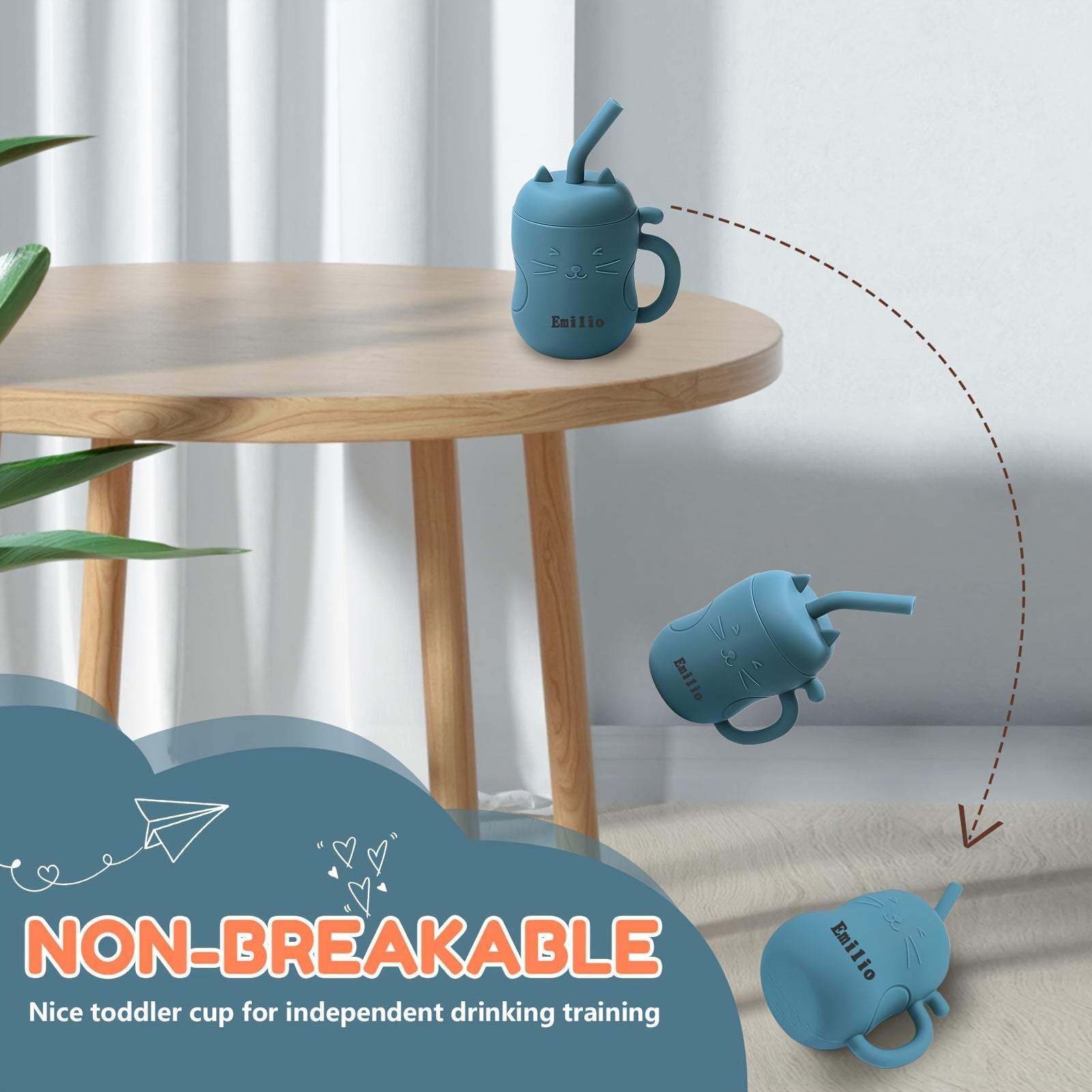 Soft Learning Cup – Leak-Proof 6oz Silicone Training Cup with Lid & Straw, Easy-Grip Portable Feeding Cup for Beginners, Food-Grade Material