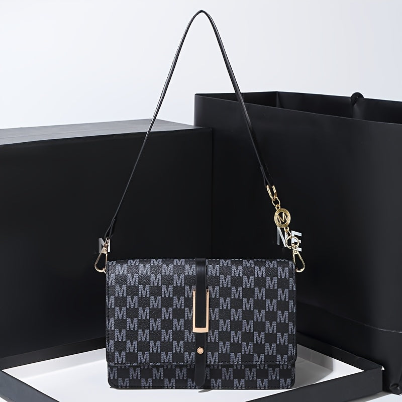 Elegant Black Synthetic Leather Single Shoulder Bag with Detachable Crossbody Strap & Magnetic Closure - Tassel Accents, Golden-Tone Hardware, Versatile for Casual & Formal Occasions