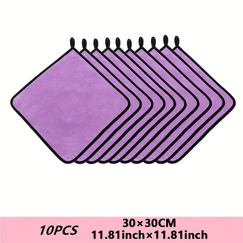 10-Pack of microfiber car cleaning wipes, car wash towels, dry absorbent microfiber cleaning cloths, car wash drying wipes, car detail cleaning - Dad's Father's Day gift, Auto Detailing, Vehicle Maintenance, Compact Wipes, Mu