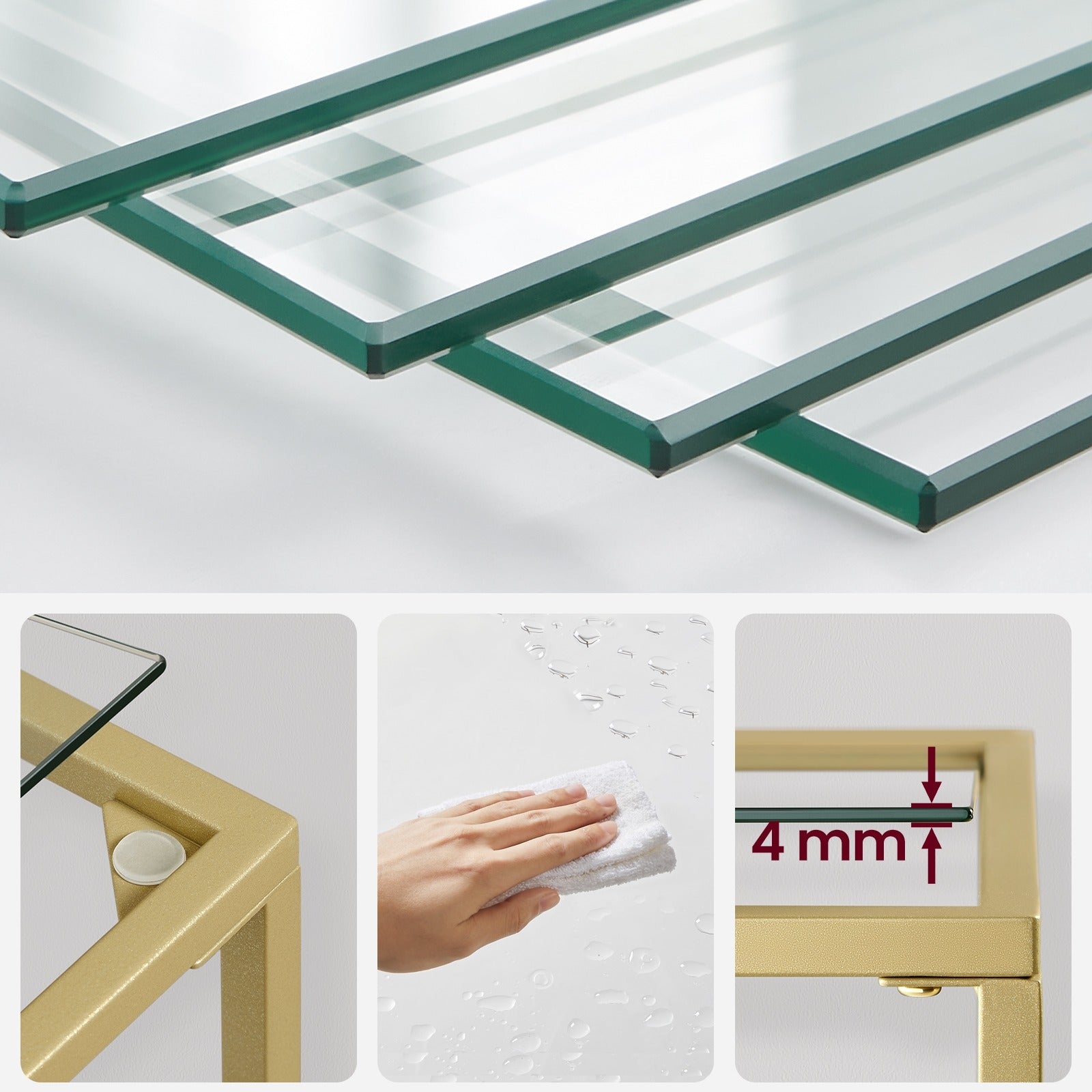 5-Tier Glass Shelf, Bookshelf, Storage Rack, Tempered Glass, Easy Assembly, Bathroom, Living Room, Black