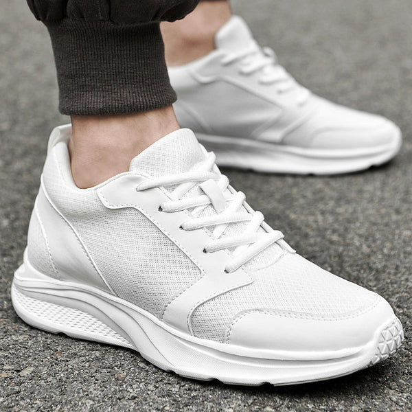 Breathable Flying Woven White Shoes For Boys Height Increasing